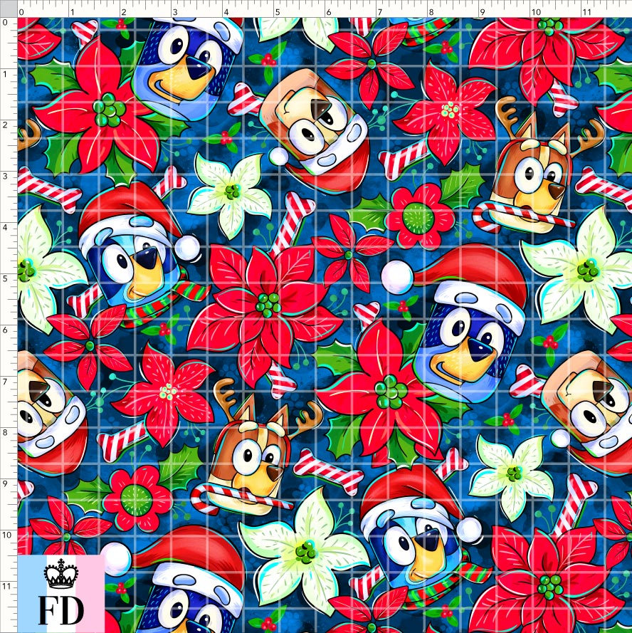 PREORDER - Christmas Wackadoo! - Heeler Poinsettia - Dark Blue - REGULAR SCALE