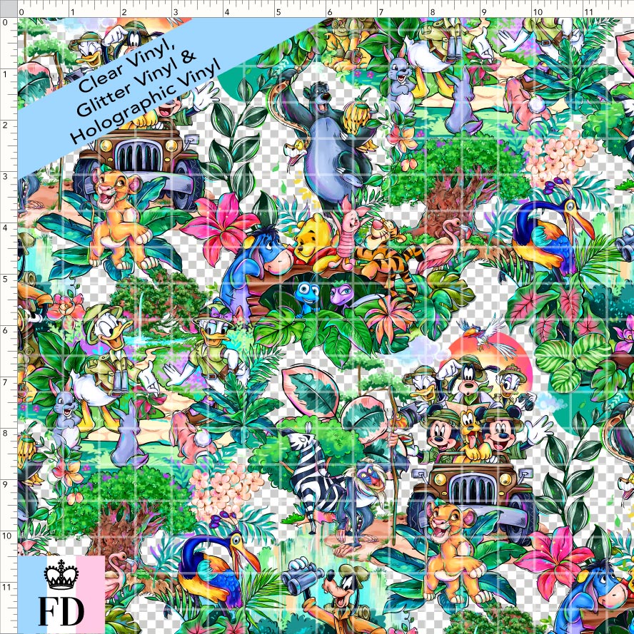 PREORDER - Safari Adventures - Main Flowers - CLEAR & GLITTER VINYL - REGULAR SCALE