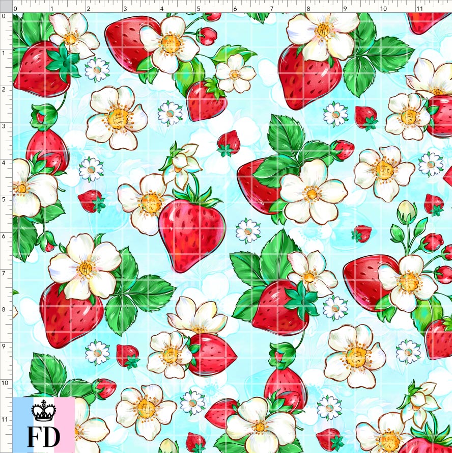PREORDER - Short-Berry Friends - Strawberries - Aqua - REGULAR SCALE
