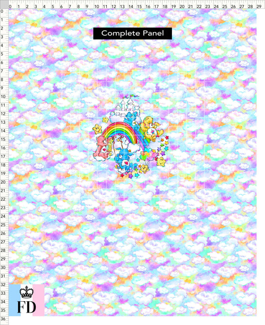 PREORDER - Rainbow Bears - Panel - Castle Fun - Clouds Colorful - ADULT