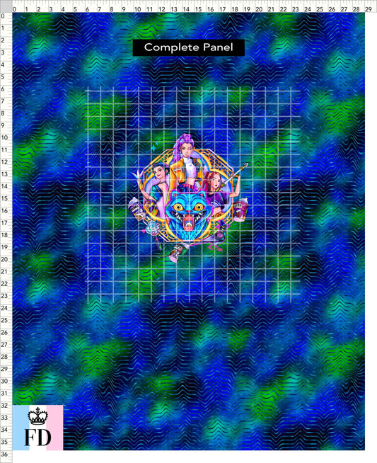 PREORDER - KPop Demon HuntrX - Panel - HunterX - Blue Green Waves - ADULT