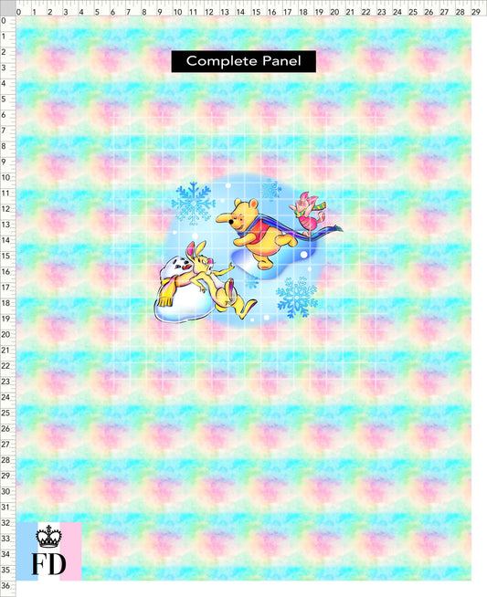 PREORDER - Winter Pooh Friends - Panel - Slide Off - Rainbow Pastel - ADULT