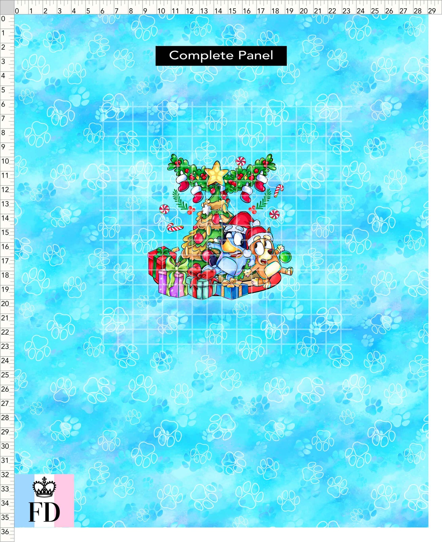 PREORDER - Christmas Wackadoo! - Panel - Tree - Paws Light Blue - CHILD or ADULT