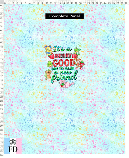 PREORDER - Short-Berry Friends - Panel - Berry Good Day - Foliage Aqua - CHILD or ADULT