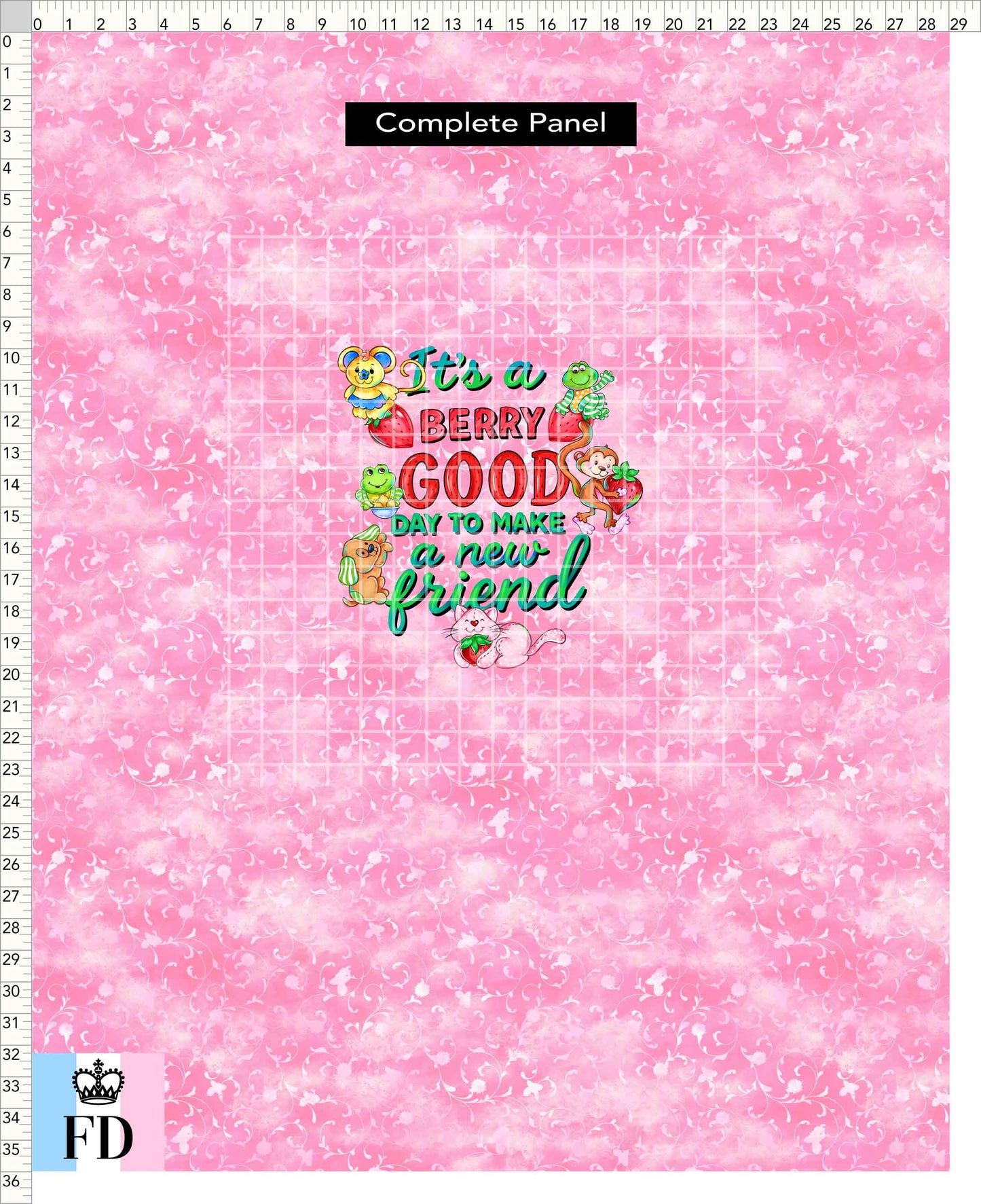 PREORDER - Short-Berry Friends - Panel - Berry Good Day - Foliage Pink - CHILD or ADULT