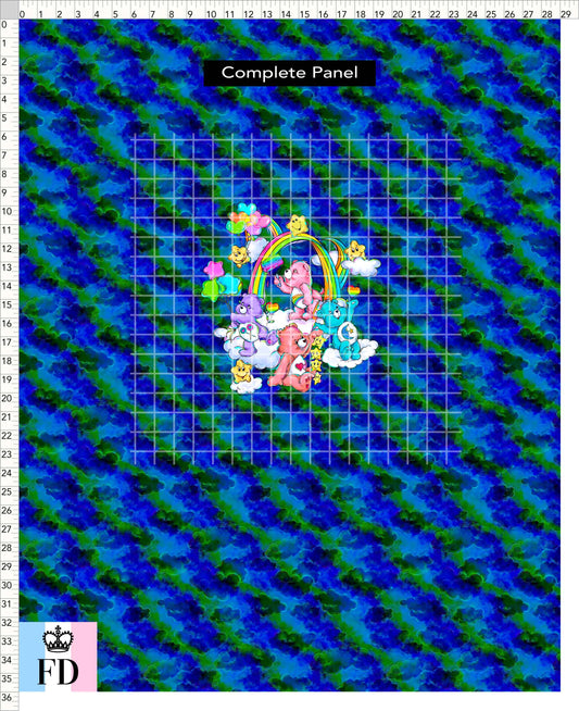 PREORDER - Rainbow Bears - Panel - Rainbow Bears - Clouds Blue Green - ADULT