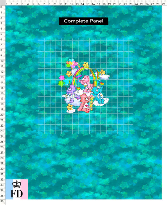 PREORDER - Rainbow Bears - Panel - Rainbow Bears - Stars Teal - ADULT