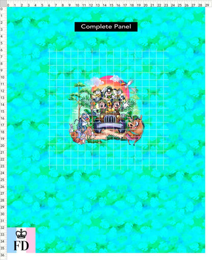 PREORDER - Safari Adventures - Panel - Safari Time - Leaves Aqua - CHILD or ADULT