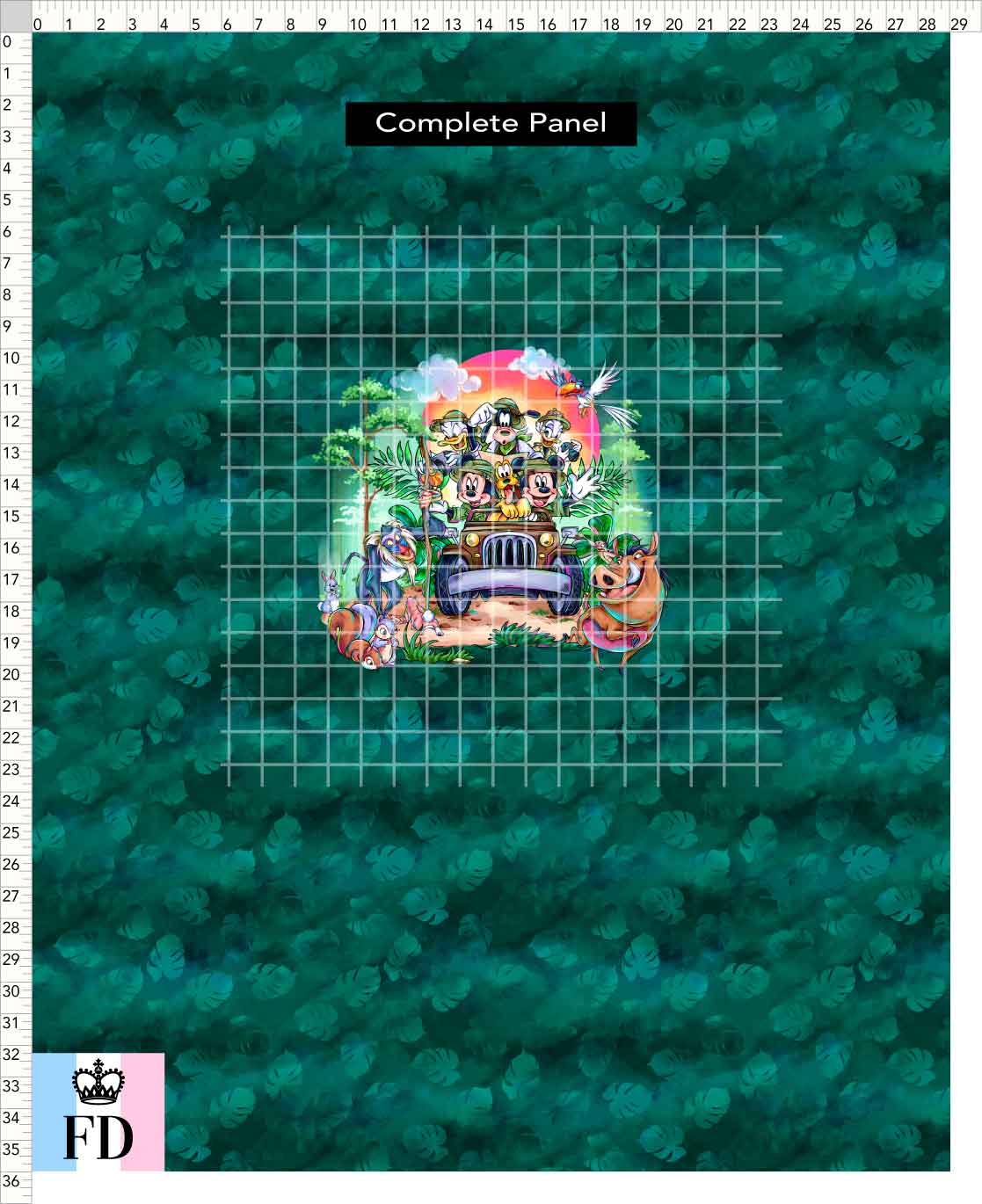 PREORDER - Safari Adventures - Panel - Safari Time - Leaves Emerald - CHILD or ADULT