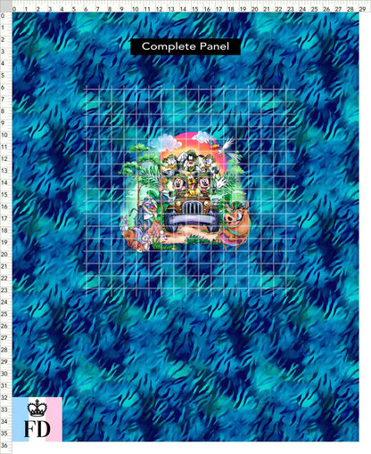 PREORDER - Safari Adventures - Panel - Safari Time - Zebra Blue - CHILD or ADULT