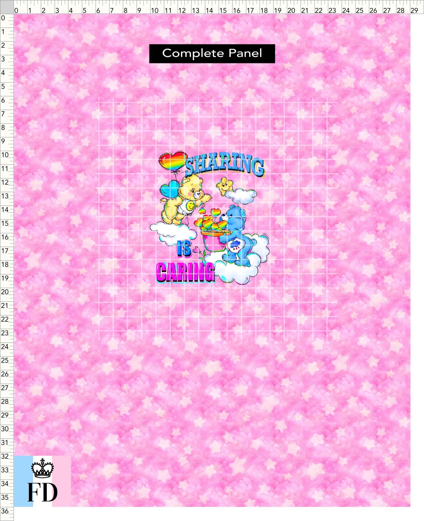 PREORDER - Rainbow Bears - Panel - Sharing - Stars Pink - ADULT