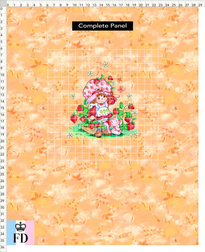 PREORDER - Short-Berry Friends - Panel - Strawberry - Leaves Apricot - CHILD or ADULT