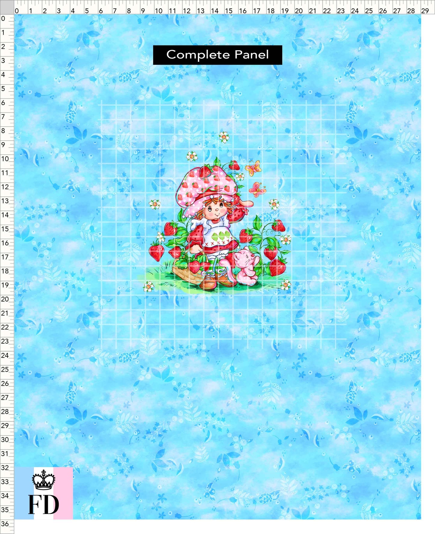 PREORDER - Short-Berry Friends - Panel - Strawberry - Leaves Light Blue - CHILD or ADULT