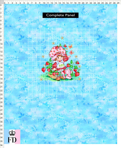PREORDER - Short-Berry Friends - Panel - Strawberry - Leaves Light Blue - CHILD or ADULT