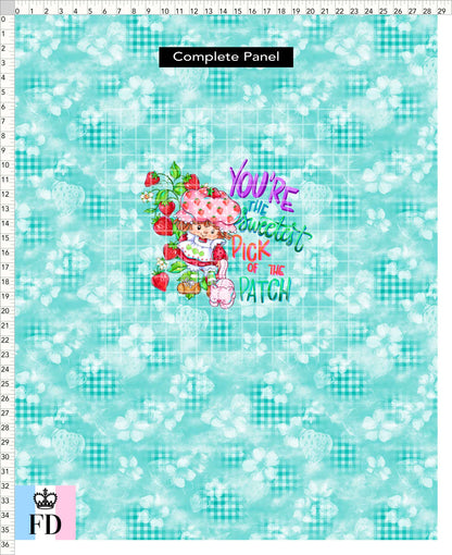 PREORDER - Short-Berry Friends - Panel - Sweetest Pick - Gingham Teal - CHILD or ADULT