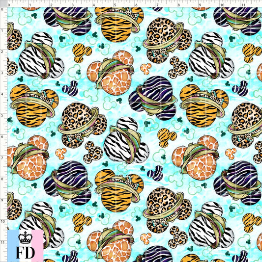 PREORDER - Safari Adventures - Animal Print Heads - Turquoise - SMALL SCALE