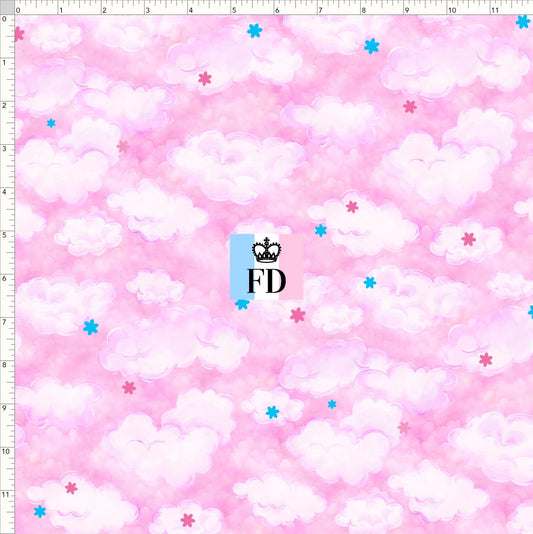 PREORDER - Rainbow Bears - Background - Clouds Pink