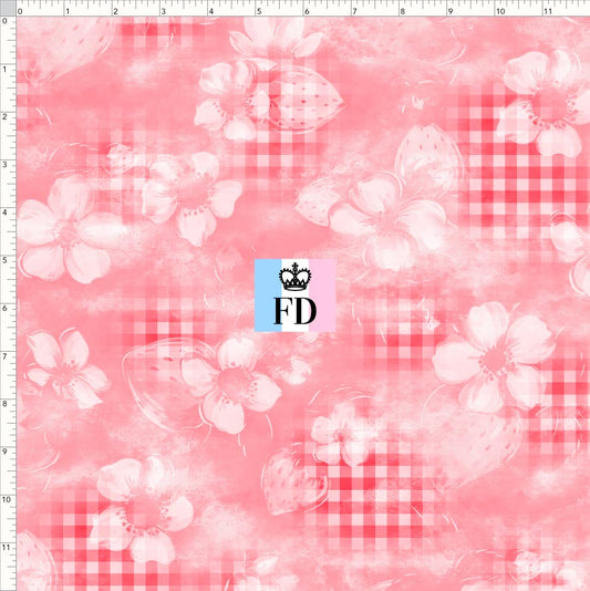 PREORDER - Short-Berry Friends - Background - Gingham Coral