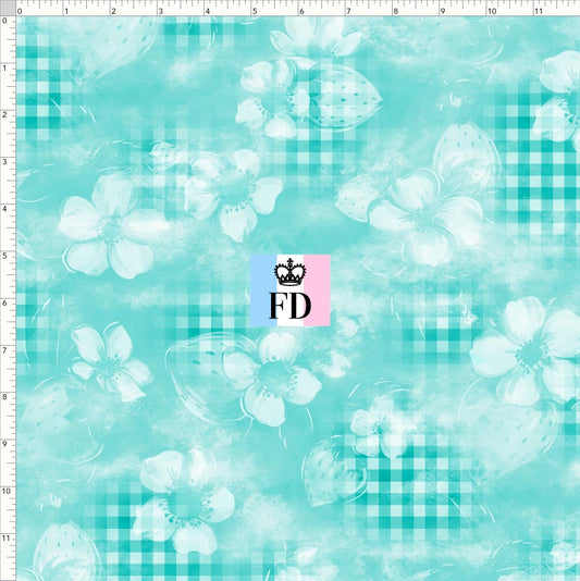 PREORDER - Short-Berry Friends - Background - Gingham Teal