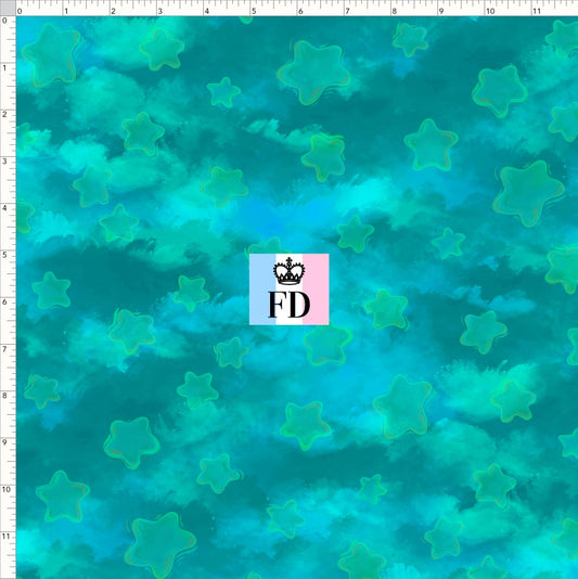 PREORDER - Rainbow Bears - Background - Stars Teal