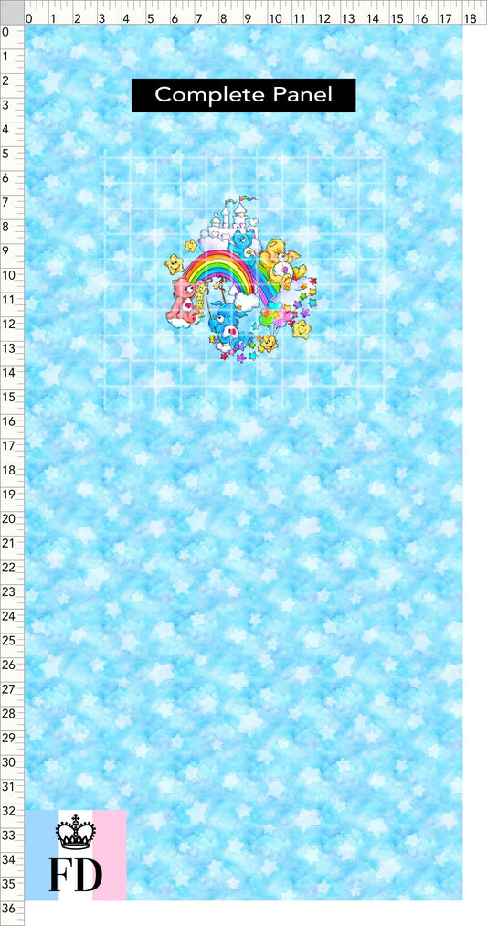 PREORDER - Rainbow Bears - Panel - Castle Fun - Stars Light Blue - CHILD