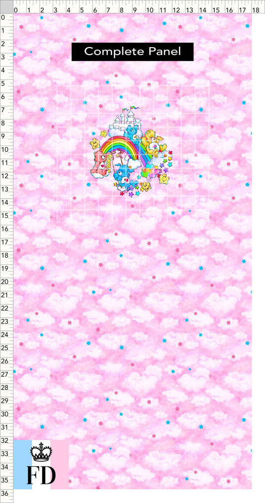PREORDER - Rainbow Bears - Panel - Castle Fun - Clouds Pink - CHILD