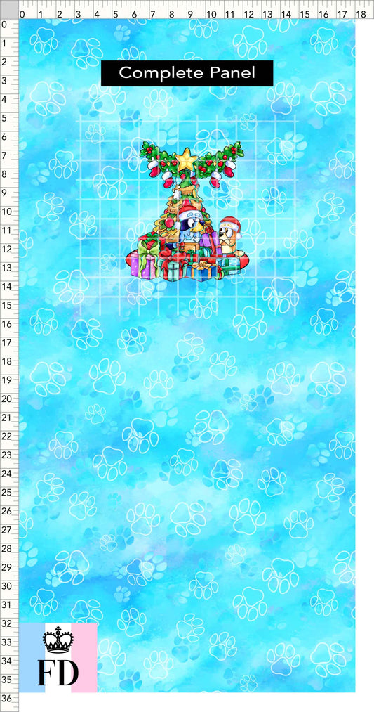 PREORDER - Christmas Wackadoo! - Panel - Gifts - Paws Light Blue - CHILD or ADULT
