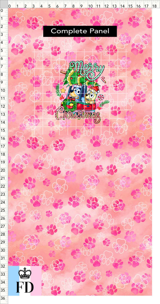 PREORDER - Christmas Wackadoo! - Panel - Paws Merry Car - Peach Pink - CHILD or ADULT