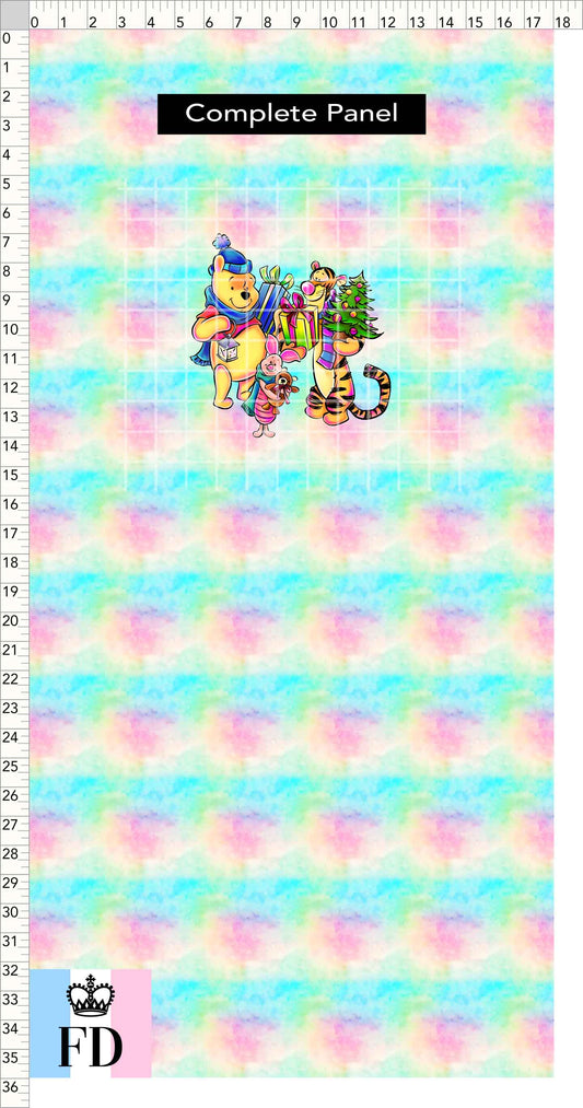 PREORDER - Winter Pooh Friends - Panel - Merry Friends - Rainbow Pastel - CHILD