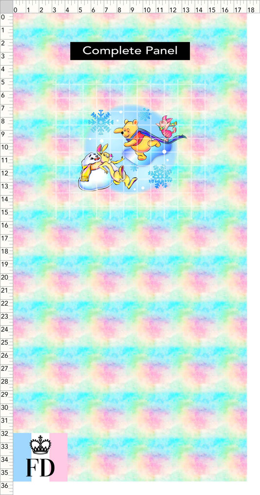 PREORDER - Winter Pooh Friends - Panel - Slide Off - Rainbow Pastel - CHILD