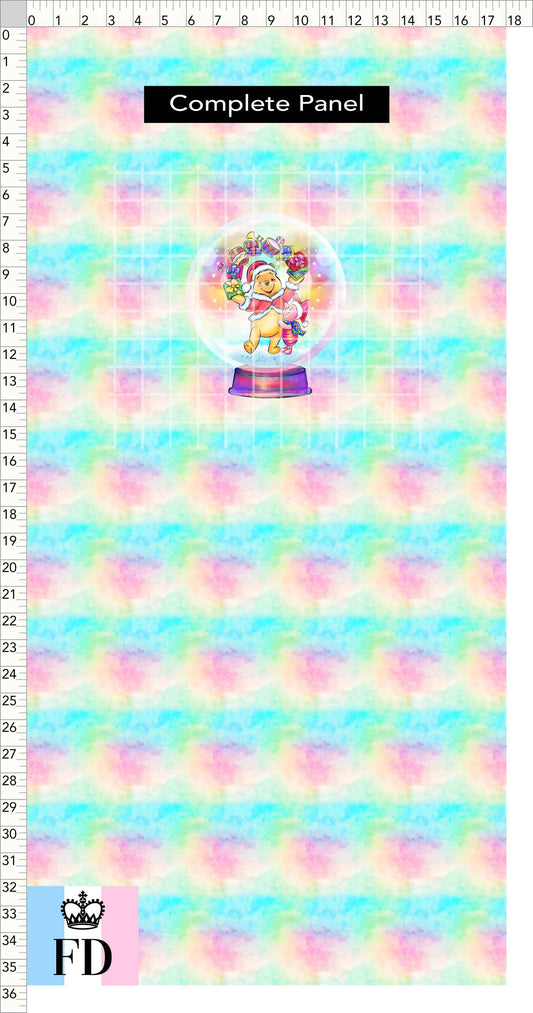 PREORDER - Winter Pooh Friends - Panel - Snow Globe - Rainbow Pastel - CHILD