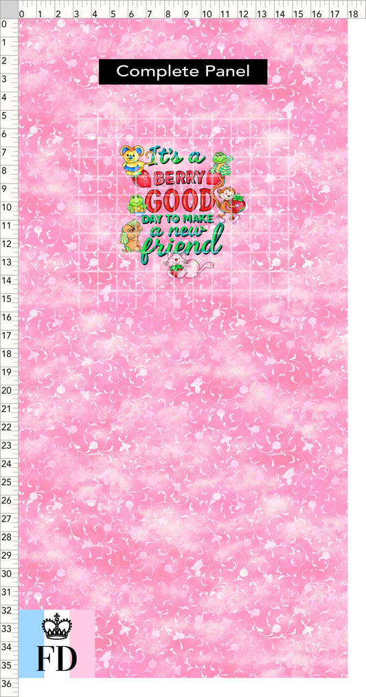 PREORDER - Short-Berry Friends - Panel - Berry Good Day - Foliage Pink - CHILD or ADULT