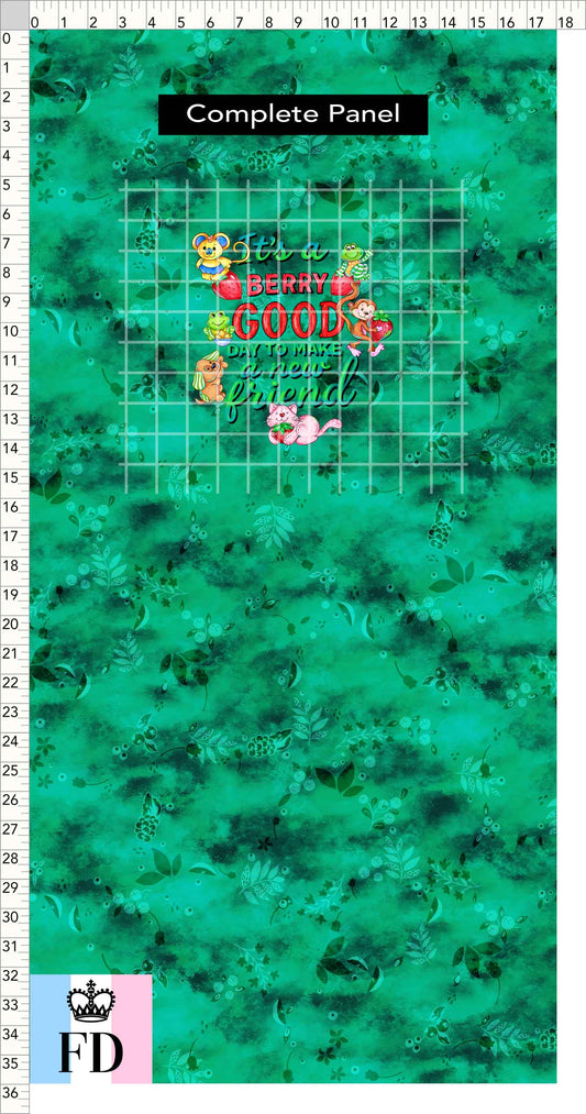 PREORDER - Short-Berry Friends - Panel - Berry Good Day - Leaves Green - CHILD or ADULT