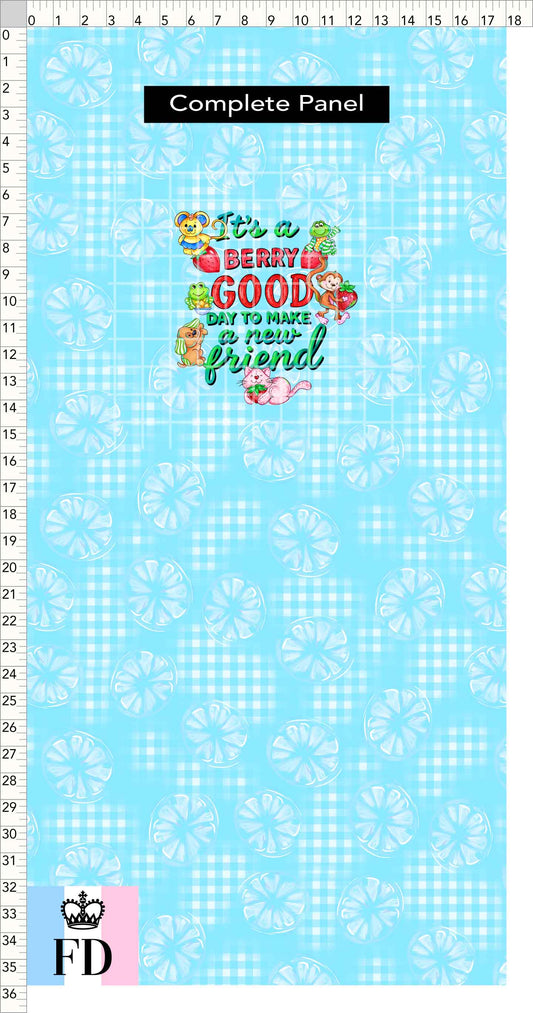 PREORDER - Short-Berry Friends - Panel - Berry Good Day - Lemons Light Blue - CHILD or ADULT