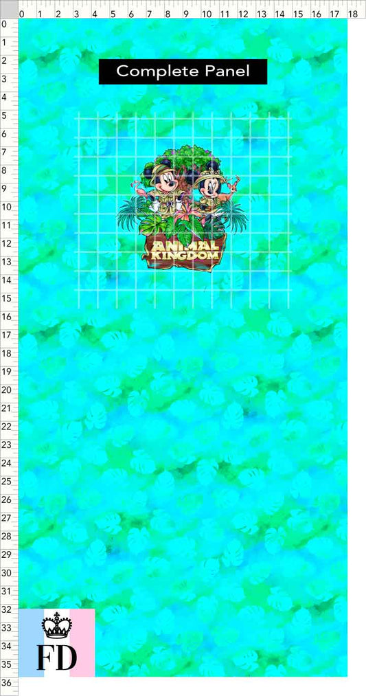 PREORDER - Safari Adventures - Panel - Mice AK - Leaves Aqua - CHILD or ADULT