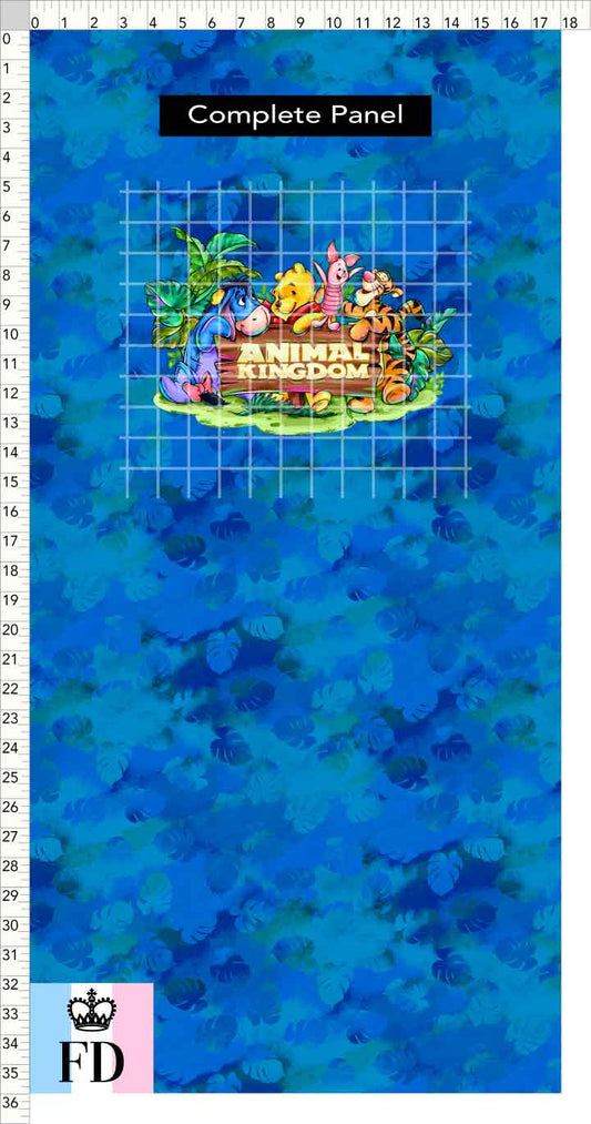 PREORDER - Safari Adventures - Panel - Pooh Friends AK - Leaves Blue - CHILD or ADULT