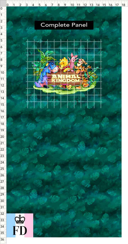PREORDER - Safari Adventures - Panel - Pooh Friends AK - Leaves Emerald - CHILD or ADULT