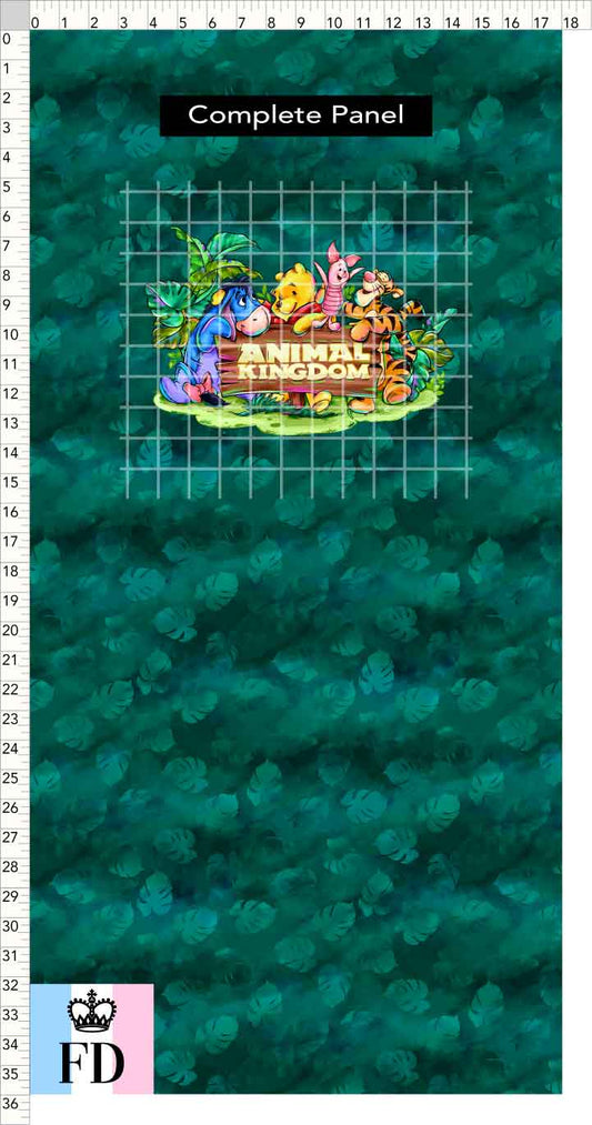 PREORDER - Safari Adventures - Panel - Pooh Friends AK - Leaves Emerald - CHILD or ADULT