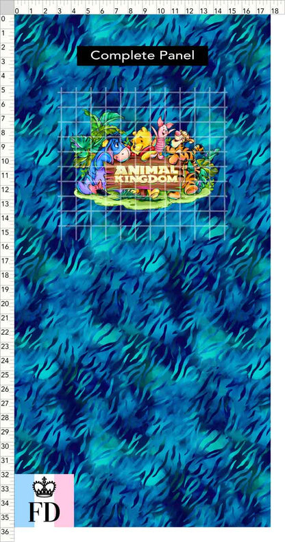 PREORDER - Safari Adventures - Panel - Pooh Friends AK - Zebra Blue - CHILD or ADULT