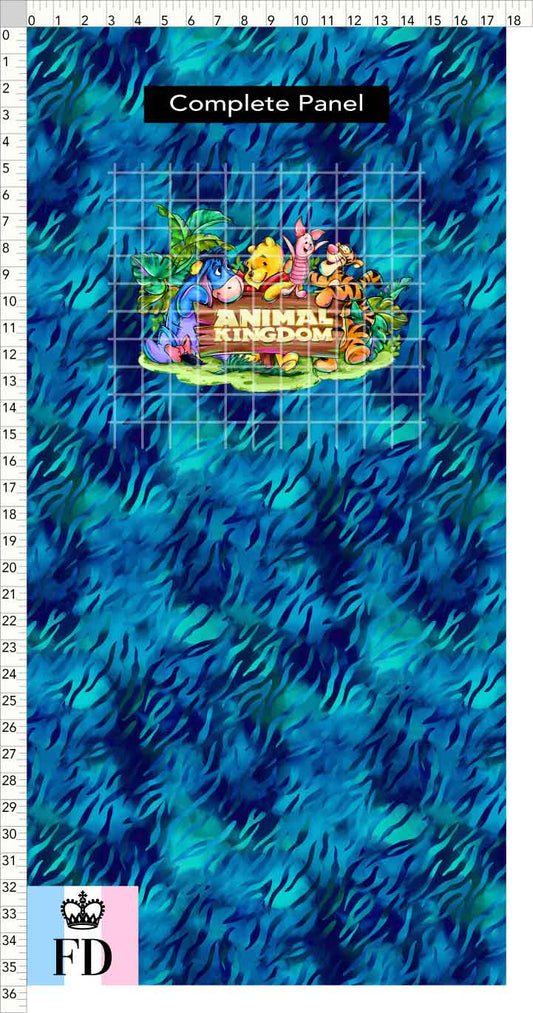 PREORDER - Safari Adventures - Panel - Pooh Friends AK - Zebra Blue - CHILD or ADULT