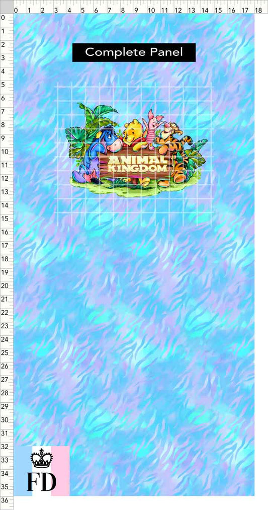 PREORDER - Safari Adventures - Panel - Pooh Friends AK - Zebra Light Blue Lilac - CHILD or ADULT