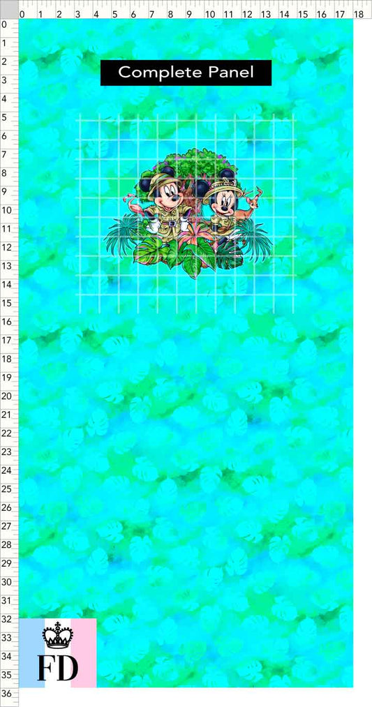 PREORDER - Safari Adventures - Panel - Safari Mice - Leaves Aqua - CHILD or ADULT