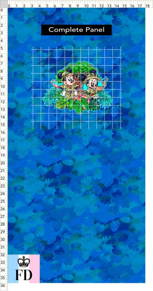PREORDER - Safari Adventures - Panel - Safari Mice - Leaves Blue - CHILD or ADULT