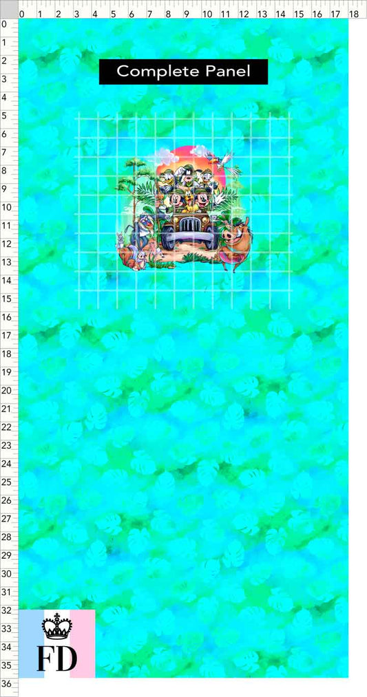 PREORDER - Safari Adventures - Panel - Safari Time - Leaves Aqua - CHILD or ADULT