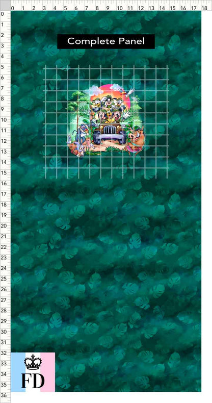 PREORDER - Safari Adventures - Panel - Safari Time - Leaves Emerald - CHILD or ADULT