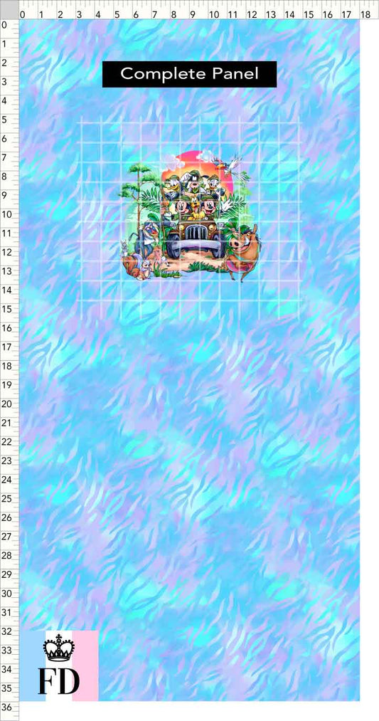PREORDER - Safari Adventures - Panel - Safari Time - Zebra Light Blue Lilac - CHILD or ADULT