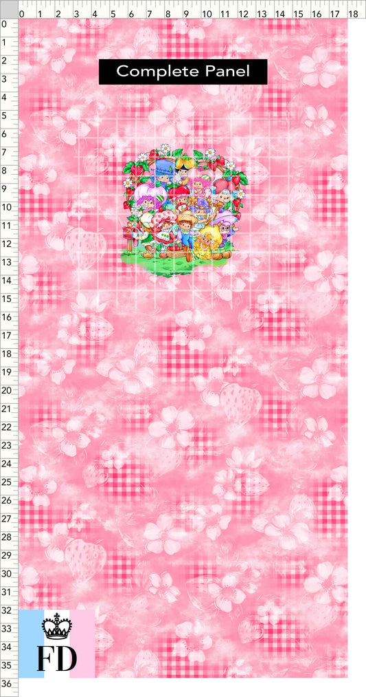 PREORDER - Short-Berry Friends - Panel - Short-Berry Friends - Gingham Pink - CHILD or ADULT