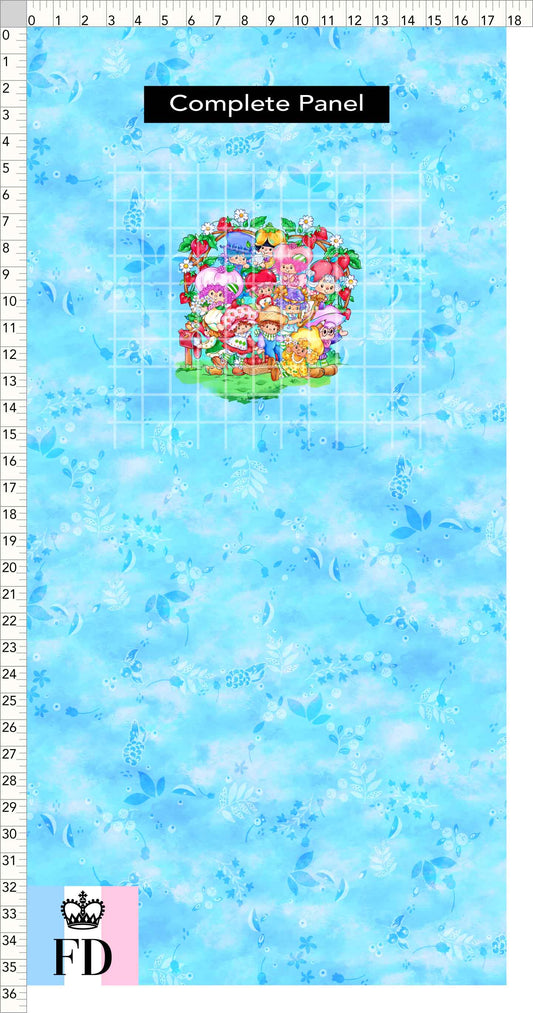 PREORDER - Short-Berry Friends - Panel - Short-Berry Friends - Leaves Light Blue - CHILD or ADULT