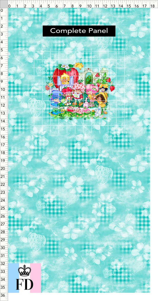 PREORDER - Short-Berry Friends - Panel - Short-Berry Girls - Gingham Teal - CHILD or ADULT