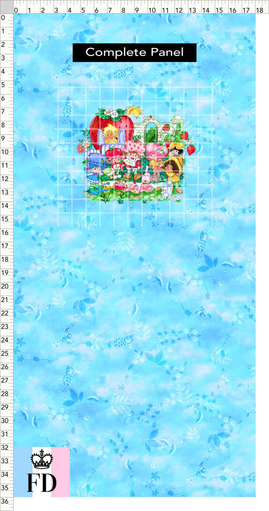 PREORDER - Short-Berry Friends - Panel - Short-Berry Girls - Leaves Light Blue - CHILD or ADULT